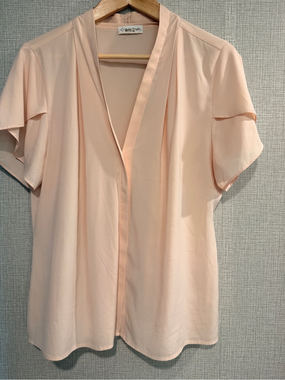 Calvin Klein Blush V-Neck Short Sleeve Blouse Size X-Large